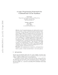 A Logic Programming Framework for Combinational Circuit Synthesis