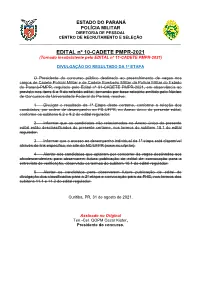 EDITAL Nº 10-CADETE PMPR-2021 (Tornado Insubsistente Pelo EDITAL Nº 11-CADETE PMPR-2021)