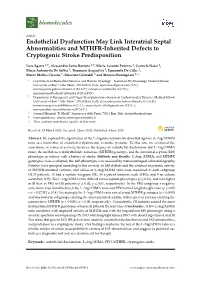 Endothelial Dysfunction May Link Interatrial Septal Abnormalities and MTHFR-Inherited Defects to Cryptogenic Stroke Predisposition
