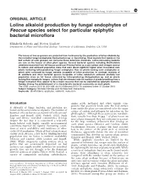 Loline Alkaloid Production by Fungal Endophytes of Fescue Species Select for Particular Epiphytic Bacterial Microflora