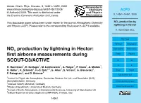 Nox Production by Lightning in Hector: Conclusions References ﬁrst Airborne Measurements During Tables Figures