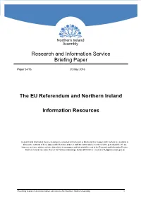 The EU Referendum and Northern Ireland: Information Resources