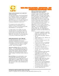 Tips for Collecting, Reviewing, and Analyzing Secondary Data (PDF