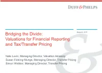 Valuations for Financial Reporting and Transfer Pricing Purposes, We Have Selected a Few Areas Where We Frequently See Variations, Including