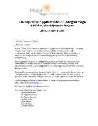 Applications of Integral Yoga a 300-Hour Broad-Spectrum Program