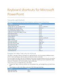 Keyboard Shortcuts for Microsoft Powerpoint
