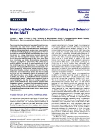 Neuropeptide Regulation of Signaling and Behavior in the BNST