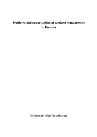 Problems and Opportunities of Wetland Management in Rwanda
