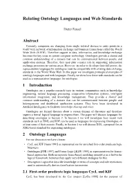 Relating Ontology Languages and Web Standards
