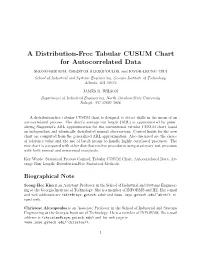 A Distribution-Free Tabular CUSUM Chart for Autocorrelated Data