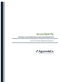 Access Bank Plc ₦15 Billion 5 Year Fixed Rate Senior Unsecured Green Bond Due 2024 2020 Final Rating Report