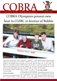 COBRA Olympians Present New Boat to CGSRC in Honour of Bobbie