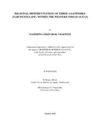 Parupeneus Spp.) Within the Western Indian Ocean