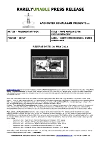 Rarelyunable Press Release