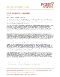 Teaching the Art of Poetry Using Dialect in Your Poems