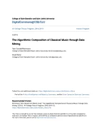 The Algorithmic Composition of Classical Music Through Data Mining