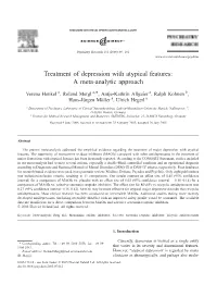 Treatment of Depression with Atypical Features: a Meta-Analytic Approach