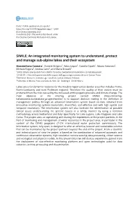 An Integrated Monitoring System to Understand, Protect and Manage Sub-Alpine Lakes and Their Ecosystem