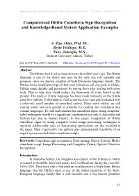 Computerized Hittite Cuneiform Sign Recognition and Knowledge-Based System Application Examples