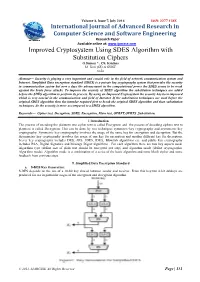 Improved Cryptosystem Using SDES Algorithm with Substitution Ciphers G.Suman * , Ch