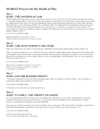 MARIAN Prayers for the Month Of