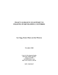 Policy Guidance on Support to Policing in Developing Countries