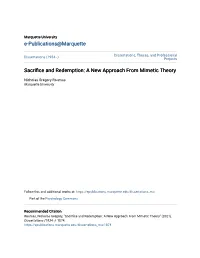 Sacrifice and Redemption: a New Approach from Mimetic Theory