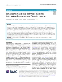 Small Ring Has Big Potential: Insights Into Extrachromosomal DNA in Cancer Yihao Wang1,2, Rui Huang1,2, Guopei Zheng1,2 and Jianfeng Shen1,2*