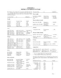 Appendix G Metric Conversion Factors