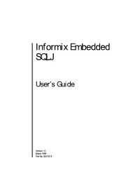Informix Embedded SQLJ User's Guide