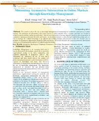 Minimizing Asymmetric Information in Online Markets Through Knowledge Management