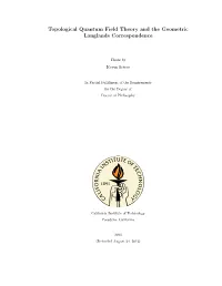 Topological Quantum Field Theory and the Geometric Langlands Correspondence