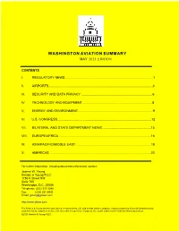 Washington Aviation Summary May 2021 Edition