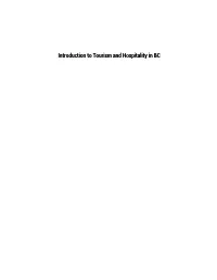 Introduction to Tourism and Hospitality in BC Introduction to Tourism and Hospitality in BC