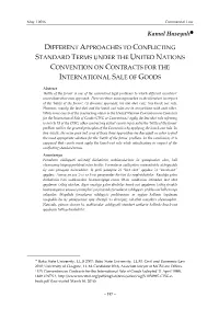Kamal Huseynli DIFFERENT APPROACHES to CONFLICTING STANDARD TERMS UNDER the UNITED NATIONS CONVENTION on CONTRACTS for the INTER