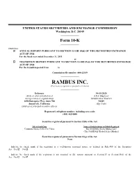 RAMBUS INC. (Exact Name of Registrant As Specified in Its Charter) ______