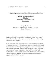 Explaining the Joy in the Text of Jim Bouton's Ball Four: a Study In