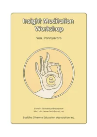 Insight Meditation Workshop Online