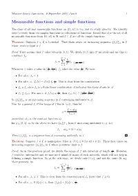 Measurable Functions and Simple Functions