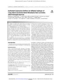 Surfactant Expression Defines an Inflamed Subtype of Lung Adenocarcinoma Brain Metastases That Correlates with Prolonged Survival