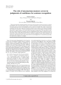 The Role of Unconscious Memory Errors in Judgments of Confidence for Sentence Recognition