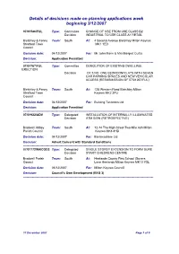 Details of Decisions Made on Planning Applications Week Beginning 3/12/2007