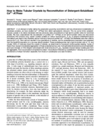 How to Make Tubular Crystals by Reconstitution of Detergent-Solubilized Ca2+-Atpase