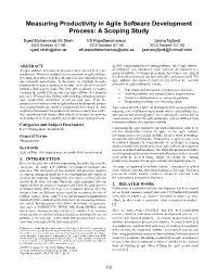 Measuring Productivity in Agile Software Development Process: a Scoping Study
