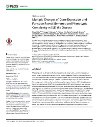 Multiple Changes of Gene Expression and Function Reveal Genomic and Phenotypic Complexity in SLE-Like Disease