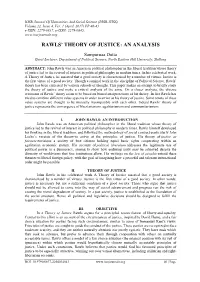 Rawls' Theory of Justice: an Analysis
