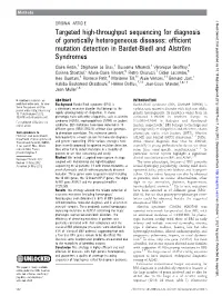 Targeted High-Throughput Sequencing for Diagnosis of Genetically Heterogeneous Diseases: Efficient Mutation Detection in Bardet