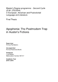 Apophenia: the Postmodern Trap in Auster's Fictions