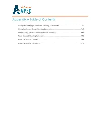 Appendix a Table of Contents