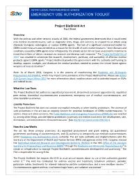 Project Bioshield Act Fact Sheet